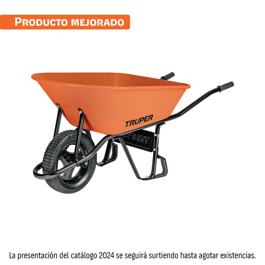 Carretilla 8 ft3 Imponchable, bastidor tubular, Truper