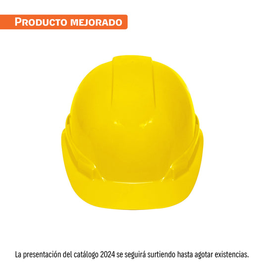 Casco de seguridad ventilado, ajuste de matraca, amarillo