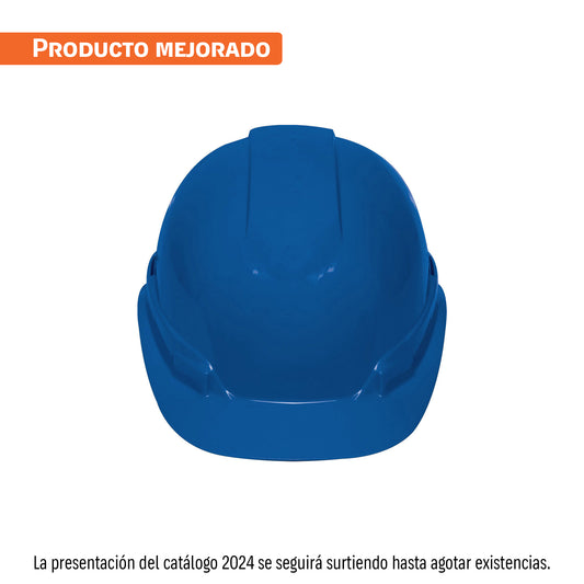 Casco de seguridad ventilado, ajuste de matraca, azul