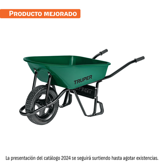 Carretilla 4.75 ft3 angosta, Imponchable, tubular, Truper