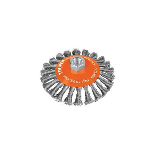 Carda tipo cónico 5' alambre trenzado, multi-rosca, TRUPER