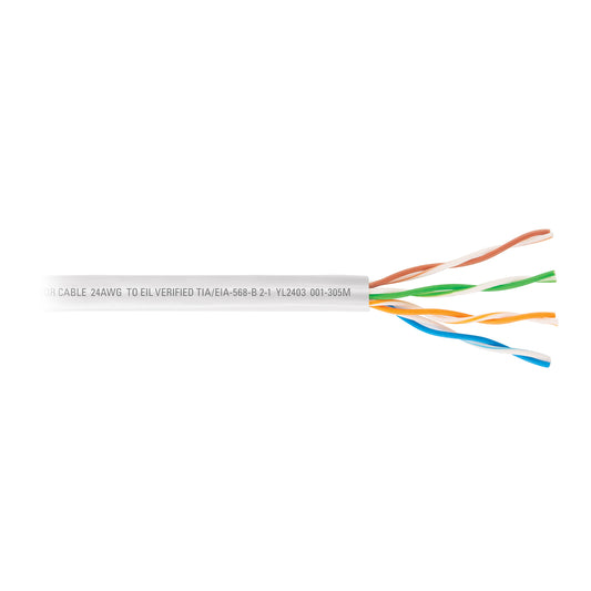 Metro de cable UTP CAT5E, Bobina de 100m, blanco, VOLTECK