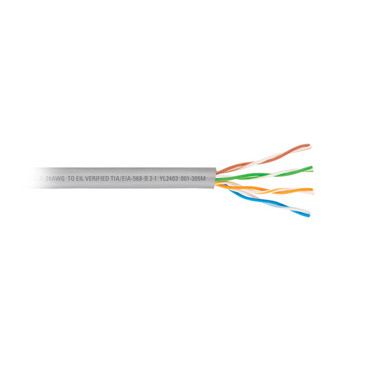 Metro de cable UTP CAT5E, Bobina de 305m, gris, VOLTECK