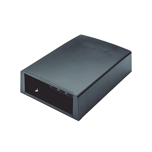 Caja de Montaje en Superficie, con Accesorio para Resguardo de Fibra �ptica, para 12 M�dulos Mini-Com, Color Negro