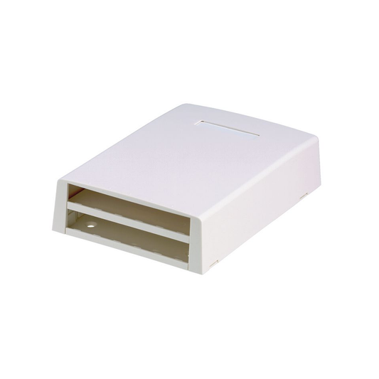 Caja de Montaje en Superficie, con Accesorio para Resguardo de Fibra �ptica, para 12 M�dulos Mini-Com, Color Blanco