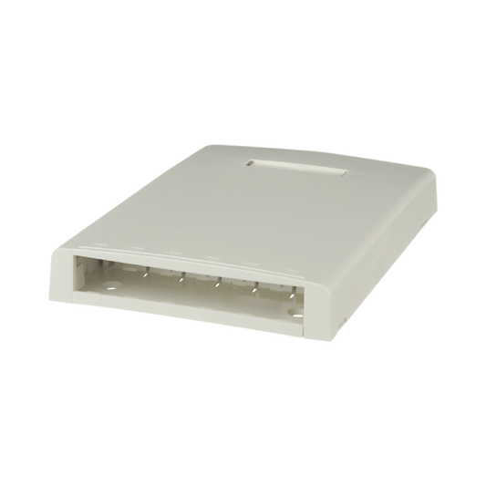 Caja de Montaje en Superficie, con Accesorio para Resguardo de Fibra �ptica, para 6 M�dulos Mini-Com, Color Blanco Mate