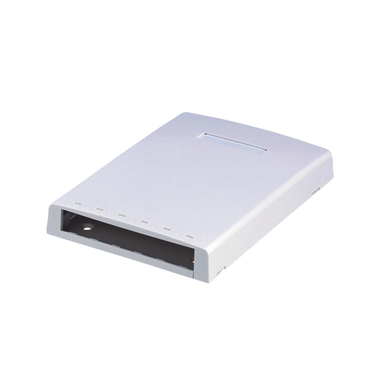 Caja de Montaje en Superficie, con Accesorio para Resguardo de Fibra �ptica, para 6 M�dulos Mini-Com, Color Blanco
