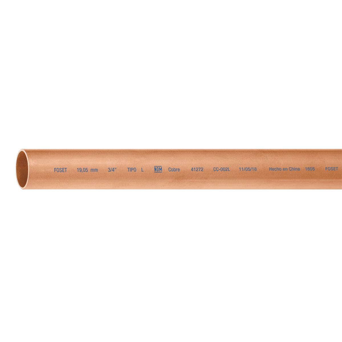 Tubo de 3/4' de cobre tipo 'L', de 3m, 1.9kg, FOSET