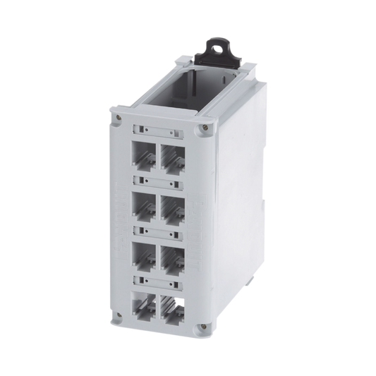 Panel de Parcheo Modular para Cobre, de Instalaci�n en Riel DIN Est�ndar de 35 mm (1.38 pulgadas), 8 Puertos Mini-Com, Color Gris