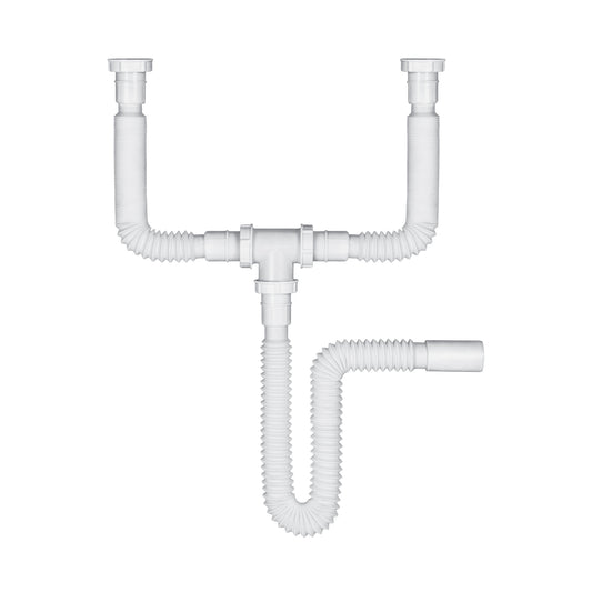 Céspol flexible doble para fregadero, polipropileno, 1-1/2'