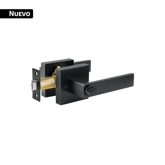 Cerradura manija 'Módena' p/baño, negro, cil latón