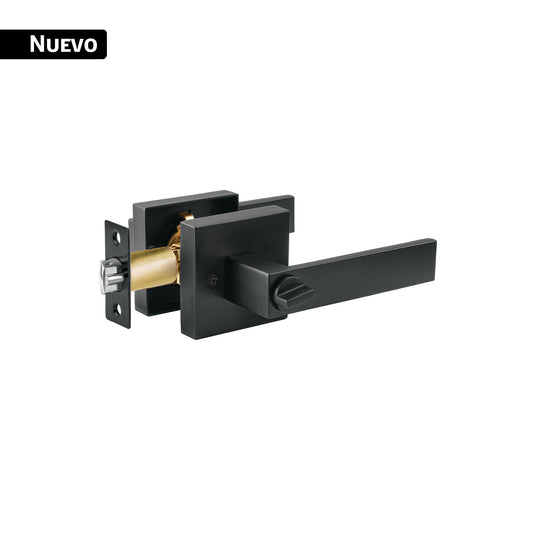 Cerradura manija 'Módena' p/recámara, negro, cil latón