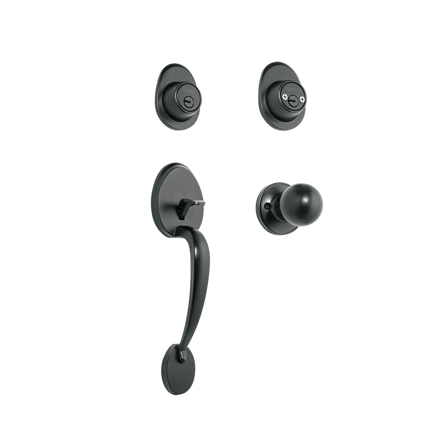 Jaladera y perilla, Lugo llave-llave, negro, HERMEX