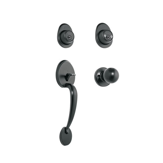 Jaladera y perilla, Lugo llave-llave, negro, HERMEX