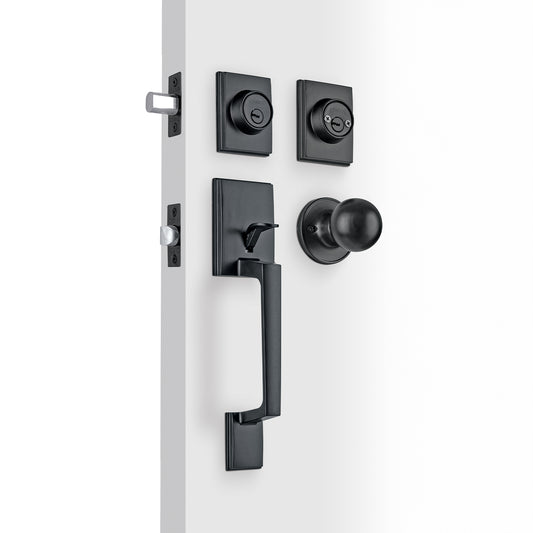 Jaladera y perilla Porto llave-llave, negro