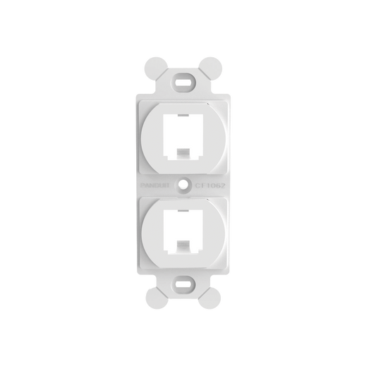 Marco de M�dulo D�plex, Para Placas Frontales Est�ndar NEMA 106, Acepta 2 M�dulos Mini-Com, Color Blanco
