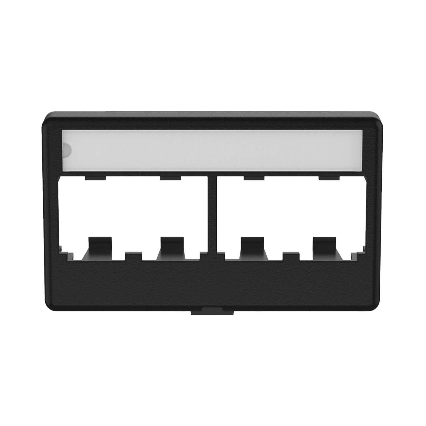 Placa de Mobiliario Modular Est�ndar, Salidas Para 4 Puertos Mini-Com, Con Espacio Para Etiquetas, Color Negro