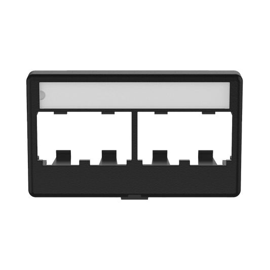 Placa de Mobiliario Modular Est�ndar, Salidas Para 4 Puertos Mini-Com, Con Espacio Para Etiquetas, Color Negro