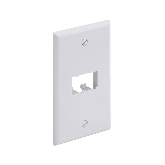 Placa de Pared Vertical Cl�sica, Salida Para 2 Puertos Mini-Com, Color Blanco