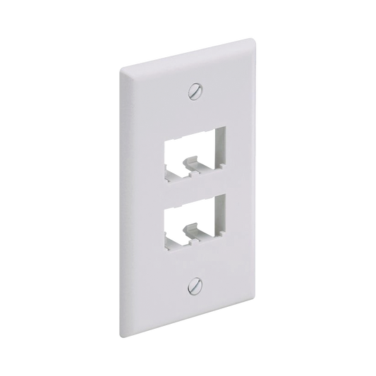 Placa de Pared Vertical Cl�sica, Salida Para 4 Puertos Mini-Com, Color Blanco Mate