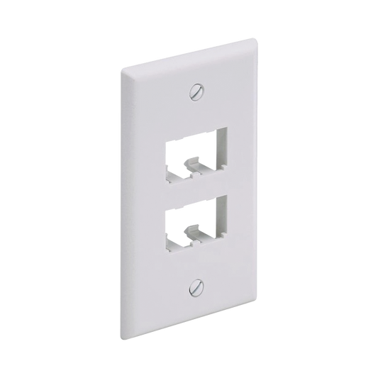 Placa de Pared Vertical Cl�sica, Salida Para 4 Puertos Mini-Com, Color Blanco