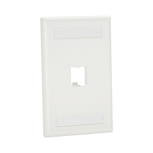 Placa de Pared Vertical Cl�sica, Salida Para 1 Puerto Mini-Com, Con Espacios Para Etiquetas, Color Blanco