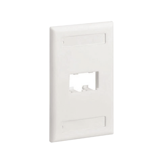 Placa de Pared Vertical Cl�sica, Salida Para 2 Puertos Mini-Com, Con Espacios Para Etiquetas, Color Blanco Mate