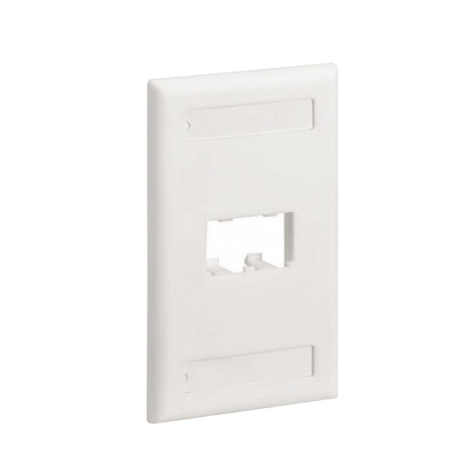 Placa de Pared Vertical Cl�sica, Salida Para 2 Puertos Mini-Com, Con Espacios Para Etiquetas, Color Blanco
