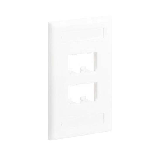 Placa de Pared Vertical Cl�sica, Salida Para 4 Puertos Mini-Com, Con Espacios Para Etiquetas, Color Blanco