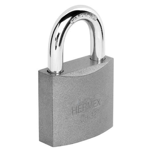 Candado de hierro 32 mm gancho corto en caja, HERMEX