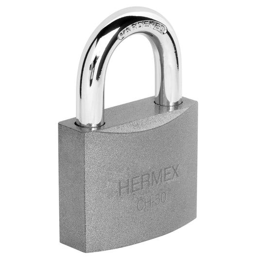 Candado de hierro 50 mm gancho corto en caja, HERMEX