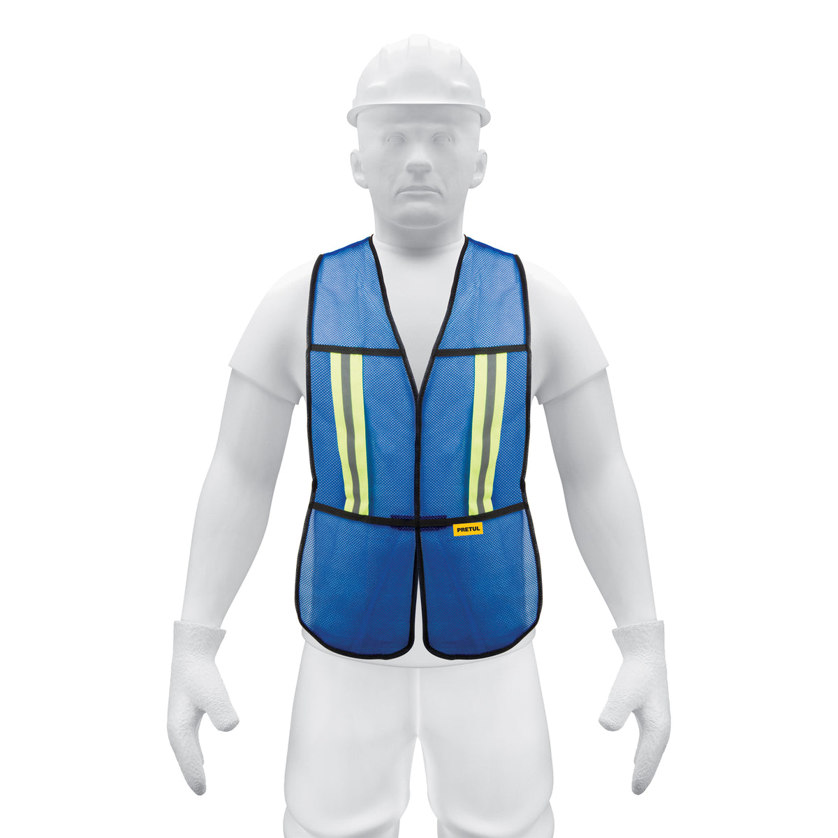 Chaleco de seguridad con cintas reflejantes, azul, Pretul