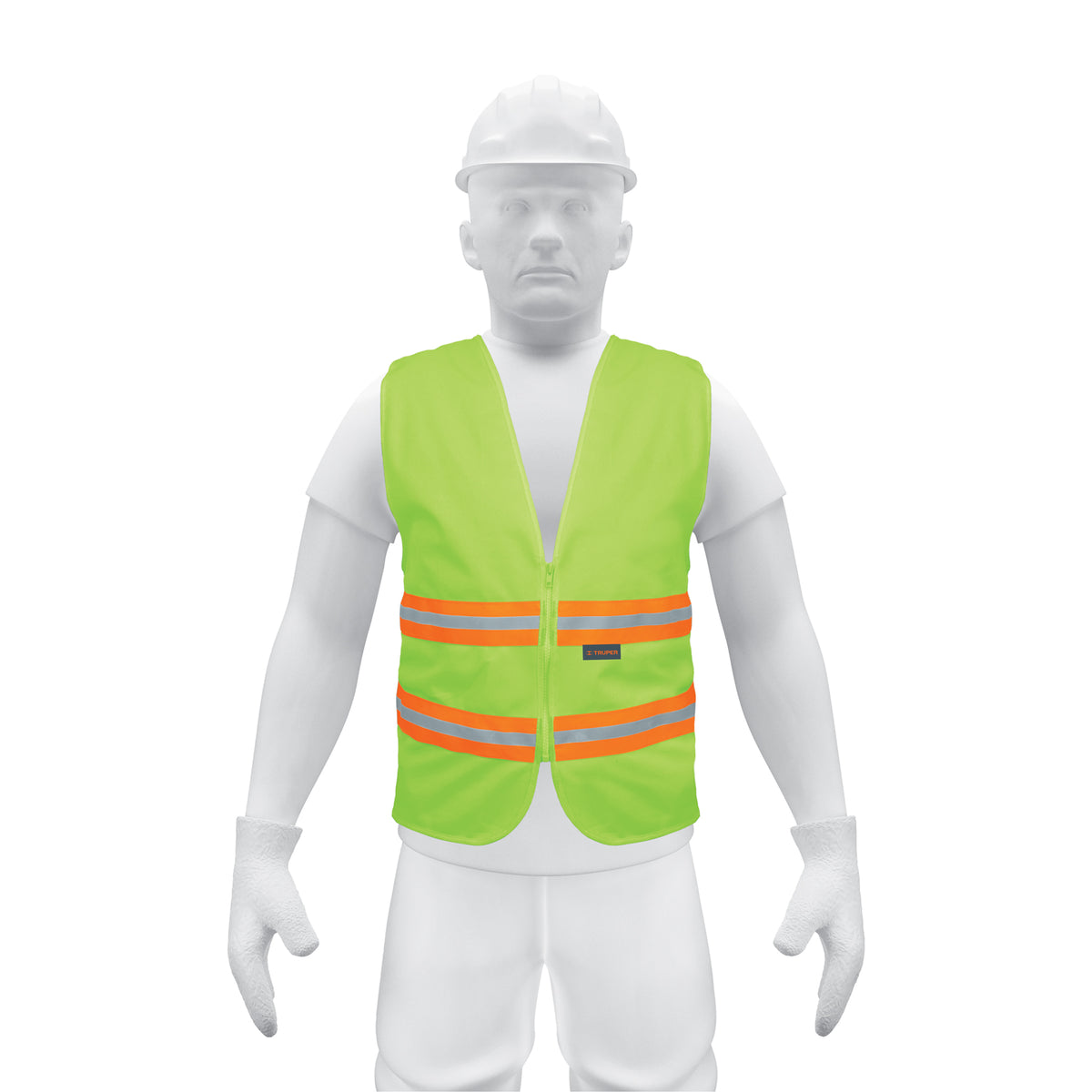 Chaleco de seguridad verde alta visibilidad con cierre