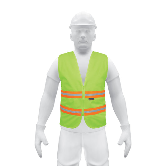 Chaleco de seguridad verde alta visibilidad con cierre