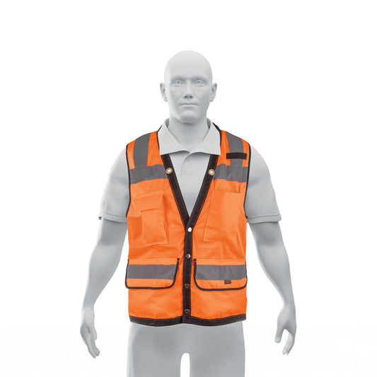 Chaleco seguridad reforzado naranja con bolsas, XG, Expert