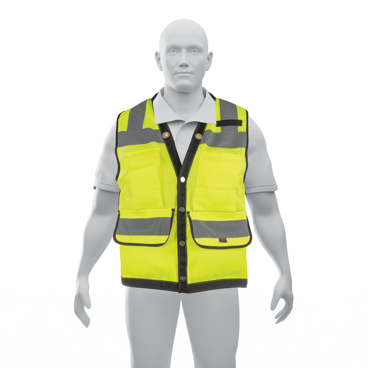 Chaleco seguridad reforzado verde con bolsas, XG, Expert