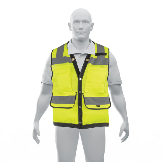 Chaleco seguridad reforzado verde con bolsas, XG, Expert