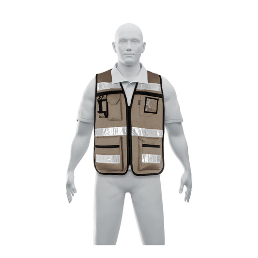 Chaleco brigadista con cintas reflejantes, color beige
