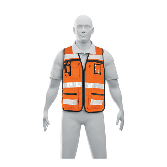 Chaleco brigadista con cintas reflejantes, color naranja