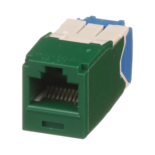 Conector Jack RJ45 Estilo TG, Mini-Com, Categor�a 6A, de 8 Posiciones y 8 Cables, Color Verde