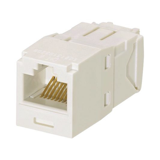 Conector Jack RJ45 Estilo TG, Mini-Com, Categor�a 6A, de 8 Posiciones y 8 Cables, Color Blanco Mate