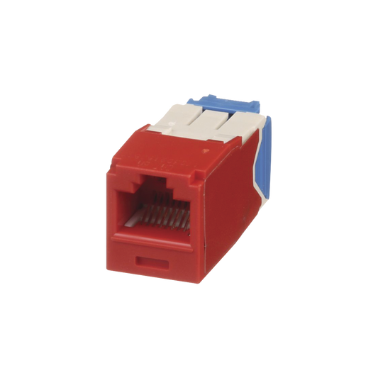 Conector Jack RJ45 Estilo TG, Mini-Com, Categor�a 6A, de 8 Posiciones y 8 Cables, Color Rojo