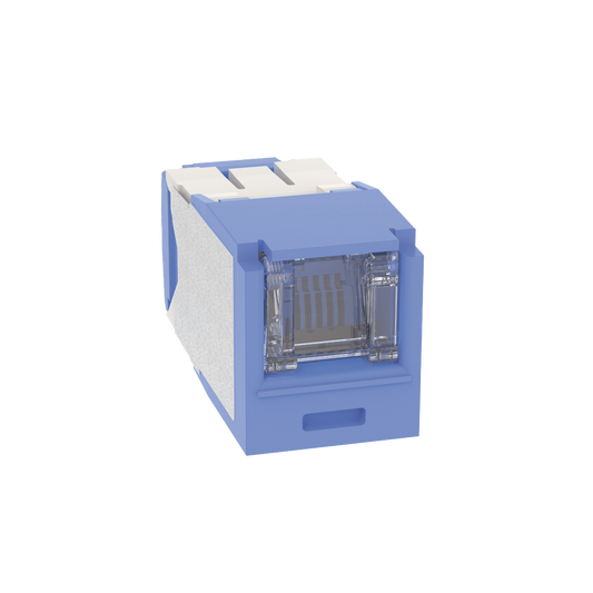 Conector Jack RJ45 Estilo TG con Ventana, Mini-Com, Categor�a 6A, de 8 Posiciones y 8 Cables, Color Azul