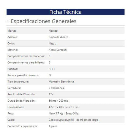 Cajón de Dinero Nextep NE-515 - Vista 3
