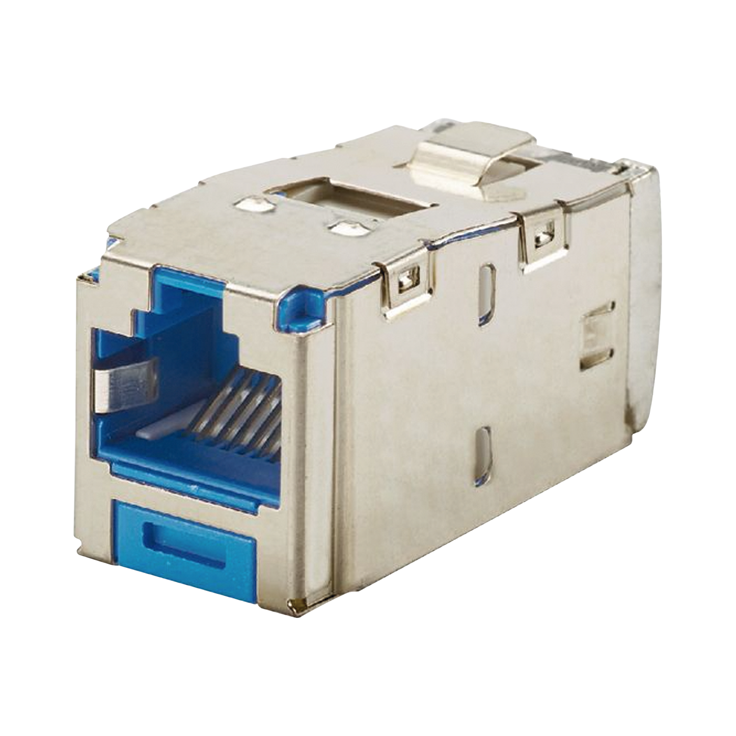 Conector Jack RJ45 Blindado, Estilo TG, Mini-Com, Categor�a 6A, de 8 Posiciones y 8 Cables, Color Azul