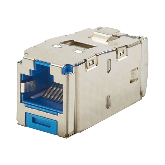 Conector Jack RJ45 Blindado, Estilo TG, Mini-Com, Categor�a 6A, de 8 Posiciones y 8 Cables, Color Azul