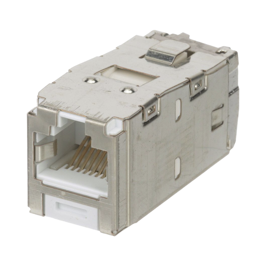 Conector Jack RJ45 Blindado, Estilo TG, Mini-Com, Categor�a 6A, de 8 Posiciones y 8 Cables, Color Blanco
