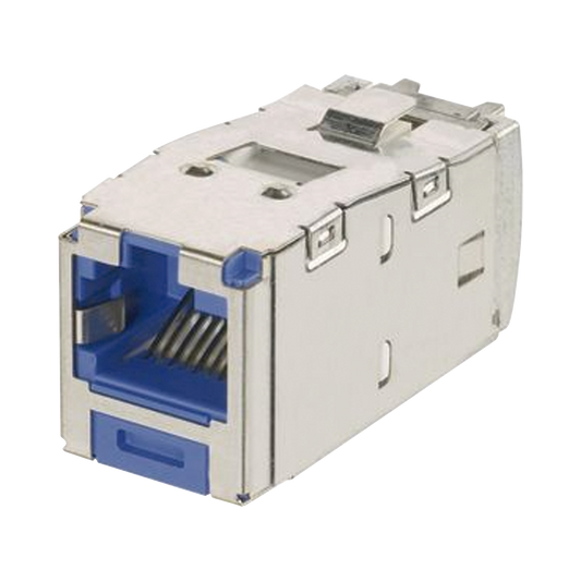 Conector Jack RJ45 Blindado, Llaveado Azul, Estilo TG, Mini-Com, Categor�a 6A, de 8 Posiciones y 8 Cables, Color Azul