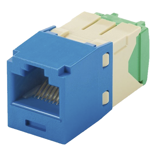 Conector Jack RJ45 Estilo TG, Mini-Com, Categor�a 6, de 8 Posiciones y 8 Cables de Calibre 28/30 AWG, Color Azul