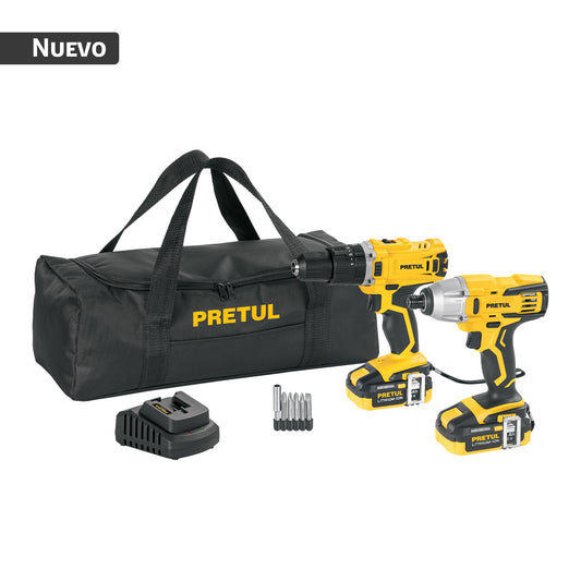Combo rotomartillo/destornillador impacto, 20V, PRETUL